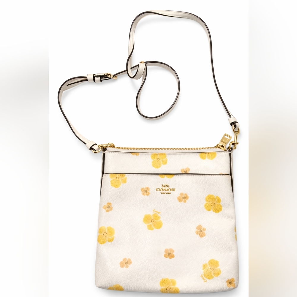 Coach Floral Crossbody Bag Cream Yellow Print Gold Hardware A2079-89520